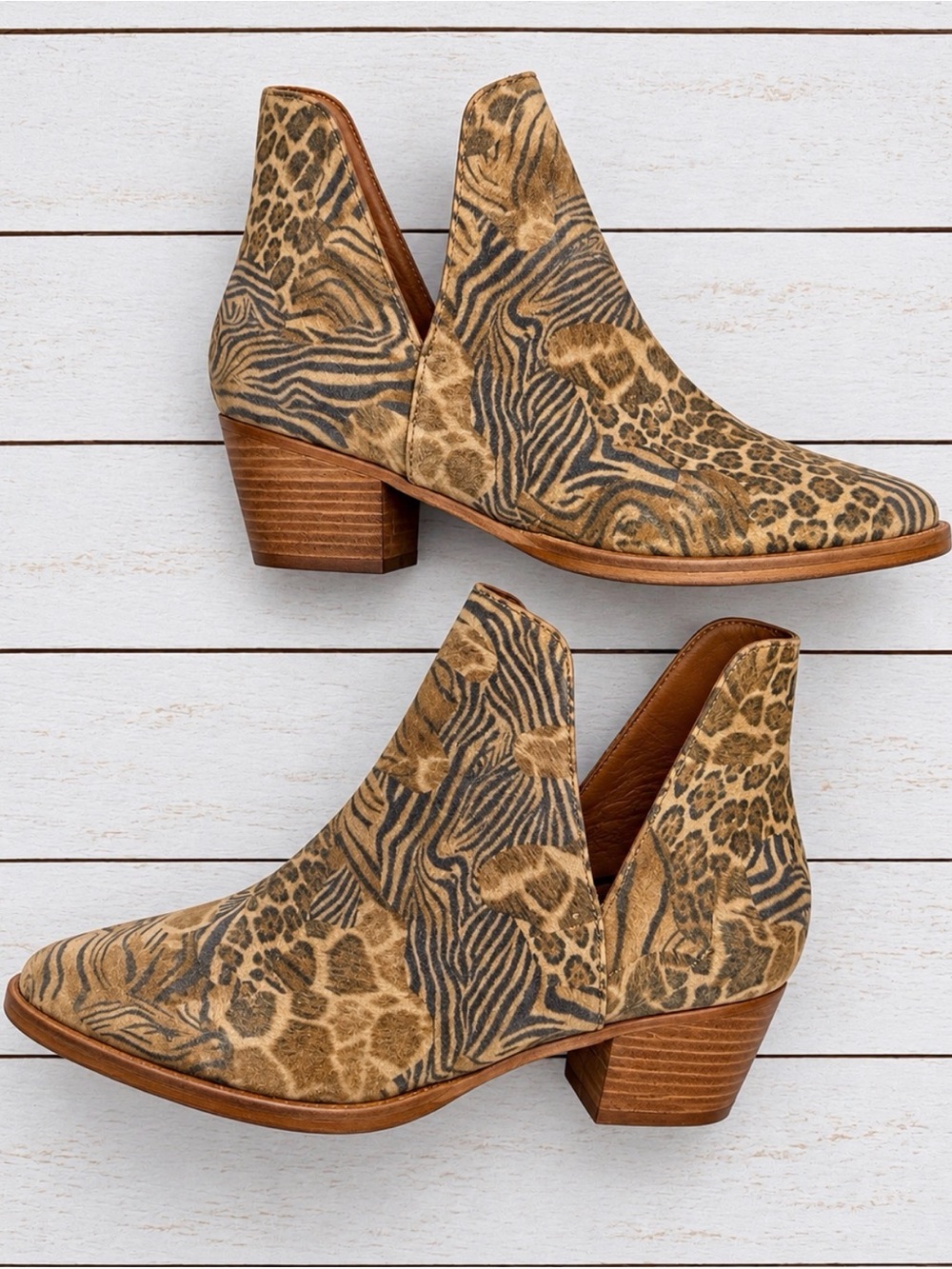 Boho Western Free People Animal Print Suede Boots 8.5